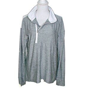 Womens Under Armour 1/4 Side Zip Pullover Loose Fitting Jacket Gray Thumb Hole M